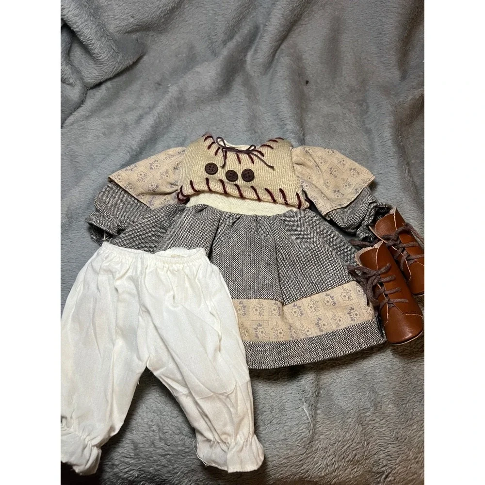 Handmade Pioneer Prairie Doll Outfit Dress Pants Boots Fits 18 In American Girl